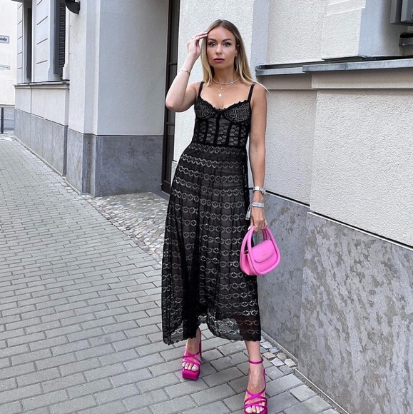 Zara Dresses & Skirts - Zara Knit Corset Pointelle Dress Size L